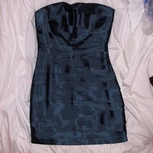 XS bebe strapless silky dark navy dress *never worn*